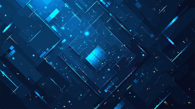 a digital abstract illustration of a digital cube with a blue background