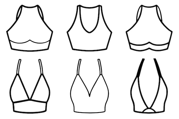 a drawing of a bikini top with a black line around it