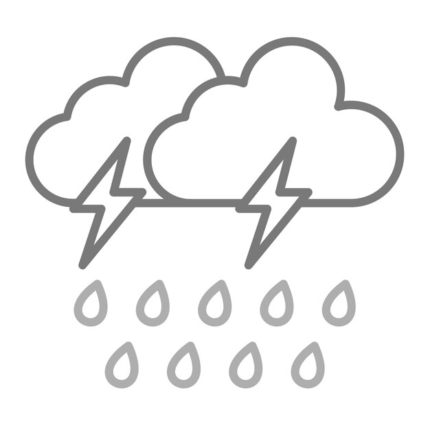 a drawing of a cloud with rain drops and a lightning bolt