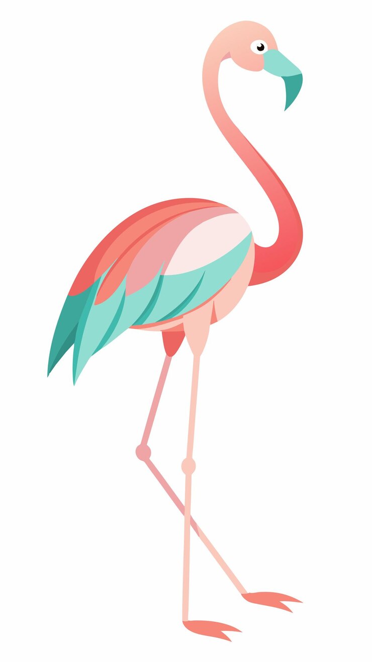 Vector a drawing of a flamingo with a colorful tail