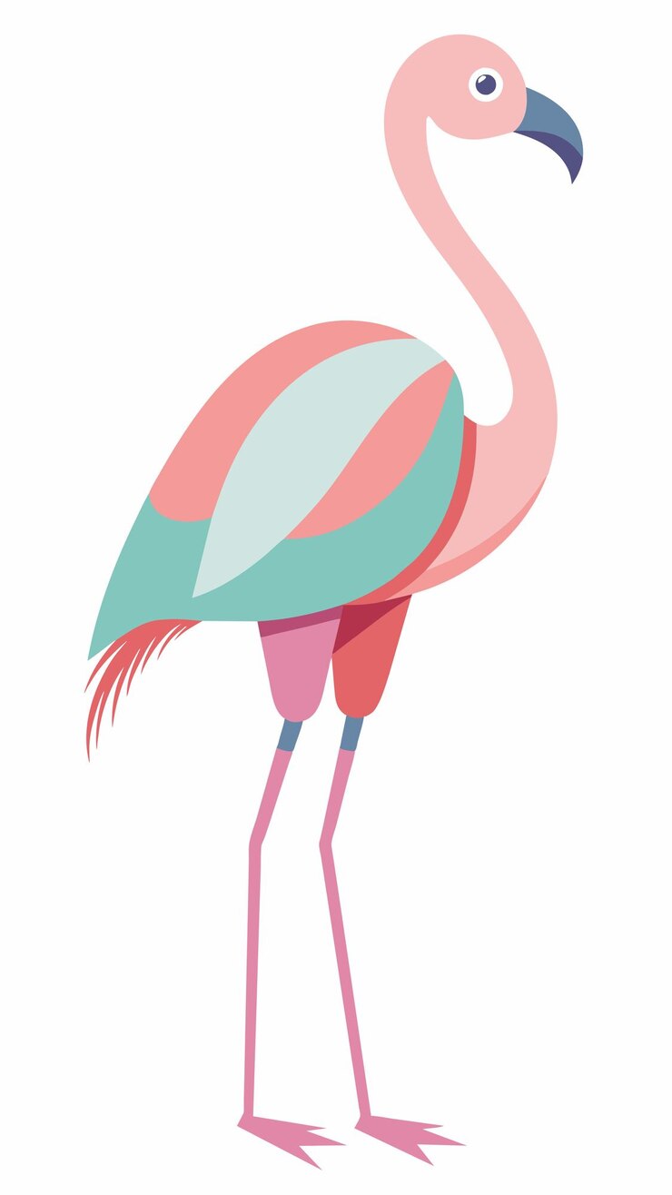 Vector a drawing of a flamingo with a pink and blue stripe