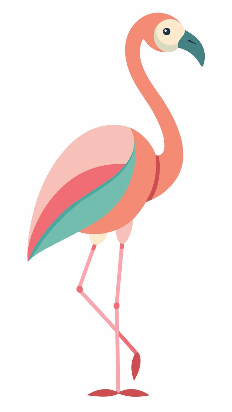 Vector a drawing of a flamingo with an umbrella that says flamingo
