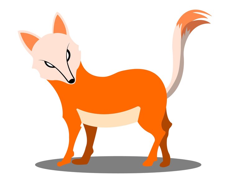 Vector a drawing of a fox with a long tail