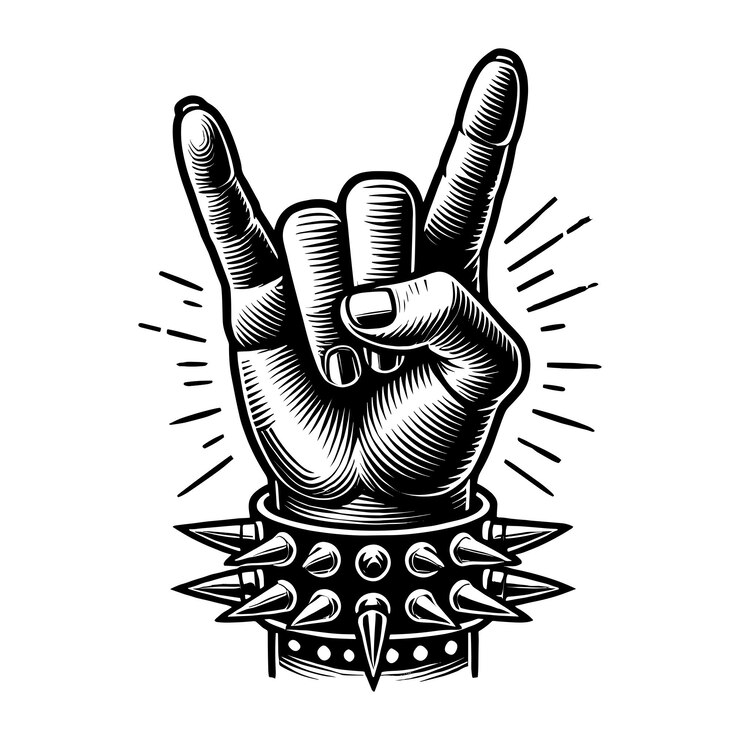 a drawing of a hand with the word rock on it