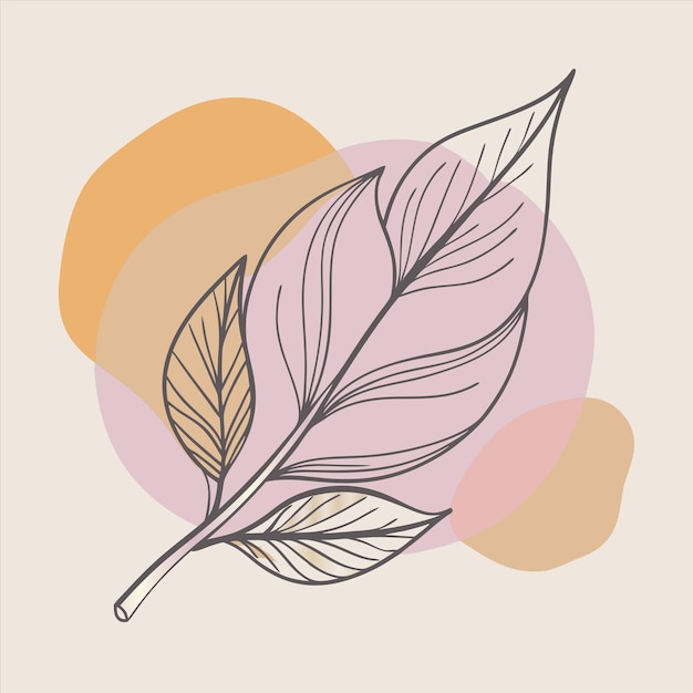 a drawing of a leaf with a brown background with orange and yellow circles