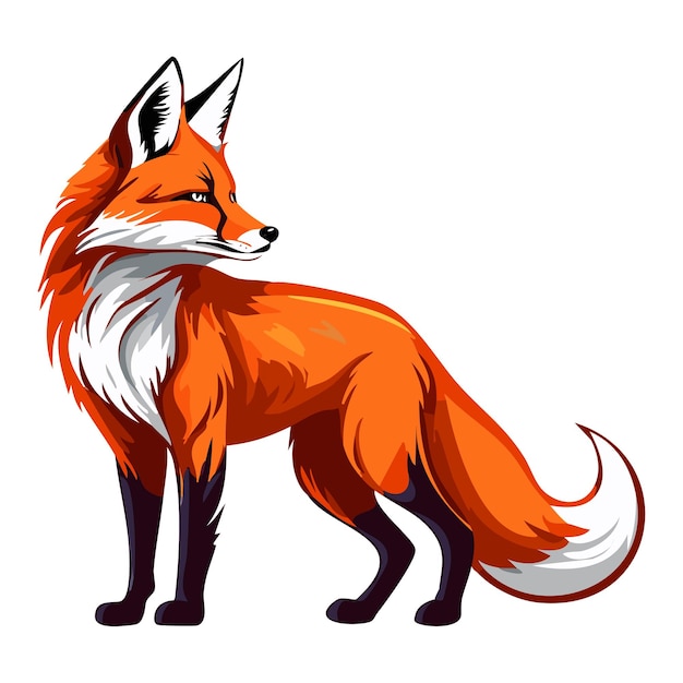 a drawing of a red fox with a white stripe on its tail