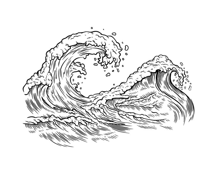 a drawing of a wave that has the words  ocean  on it