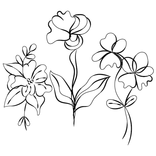 a drawing of flowers with a white background that says flowers