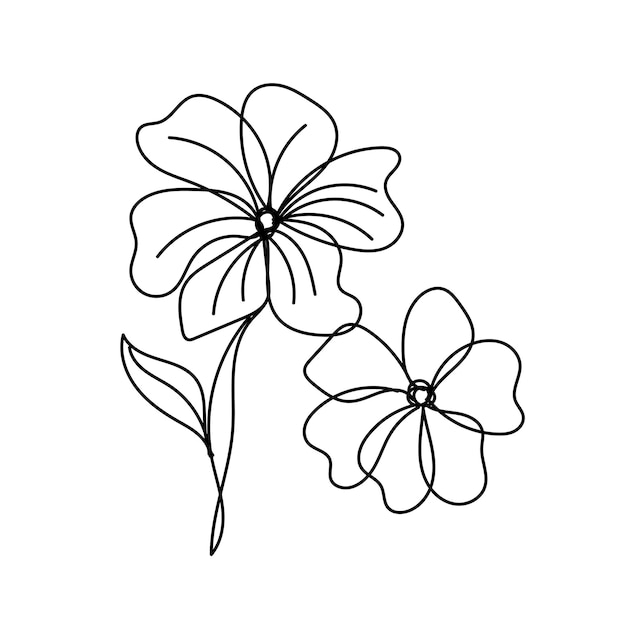 a drawing of two flowers with a white background