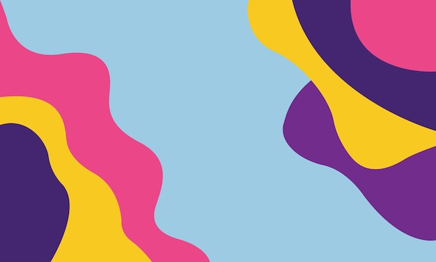 a dynamic fusion of vibrant pink yellow and purple waves dances across a serene blue canvas