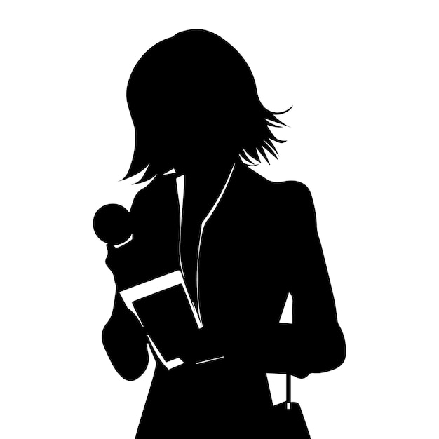 a female journalist vector silhouette