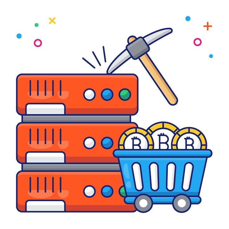 Vector a flat design icon of server mining