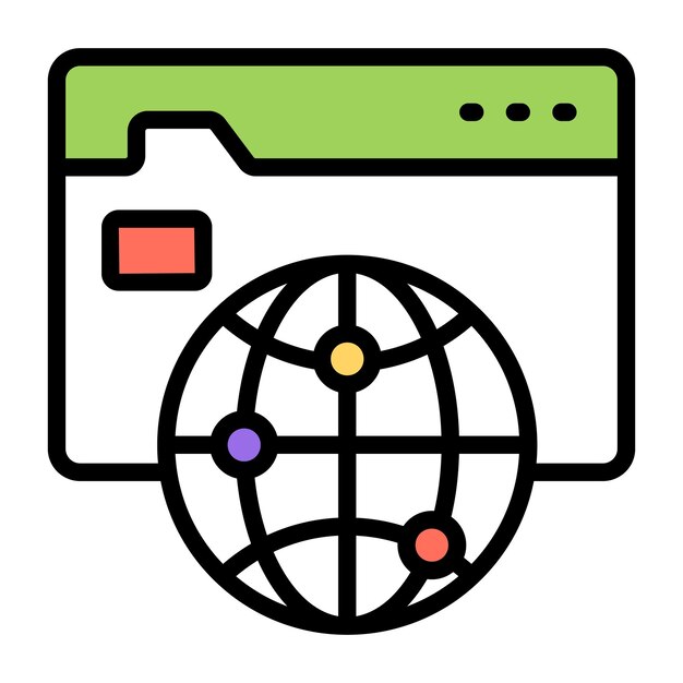 a flat design icon of web browser www vector