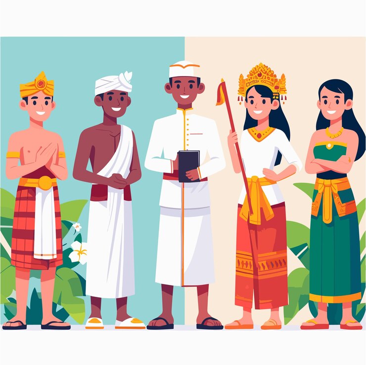 Vector a flat illustration of people with diverse ethnicies