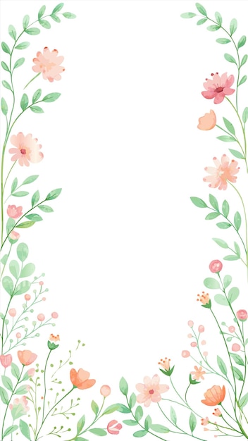 a floral frame with butterflies and flowers