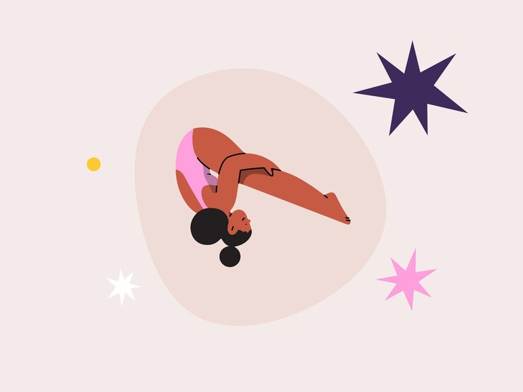 a girl doing a gymnastic dance in the middle of a circle