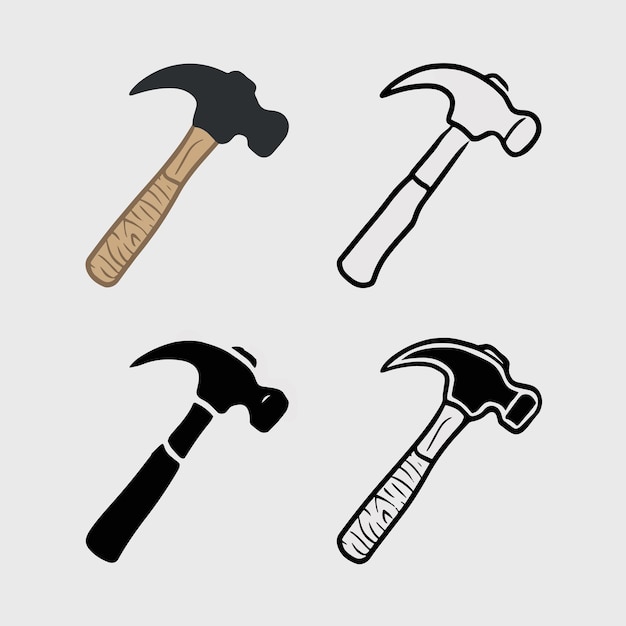 a gray background with a hammer and a hammer