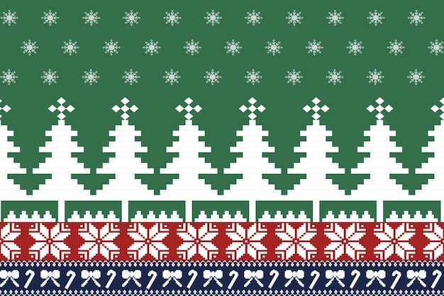 a green and red pattern with a snowflake design on it
