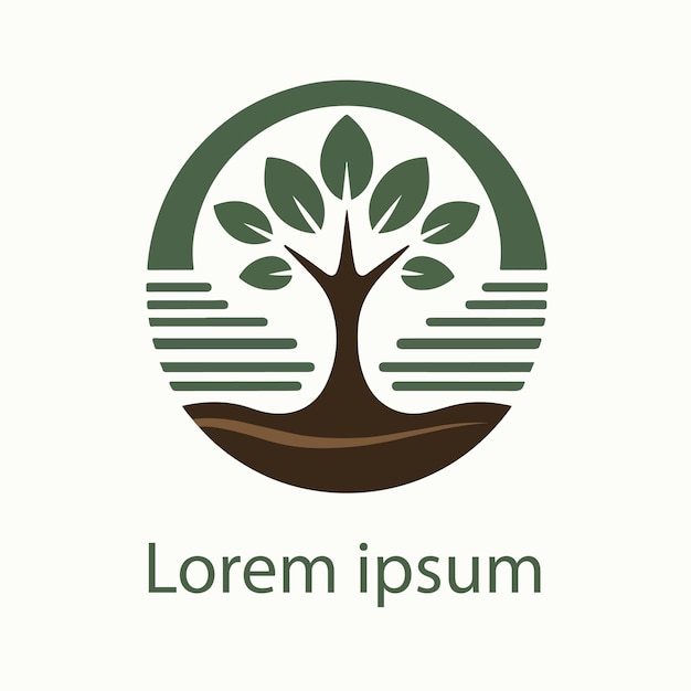 a green and white logo with a tree in the middle