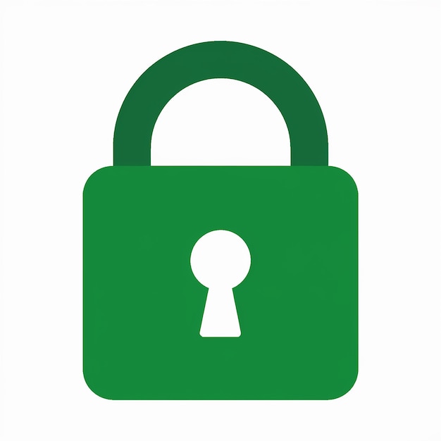 a green padlock with a keyhole in the center