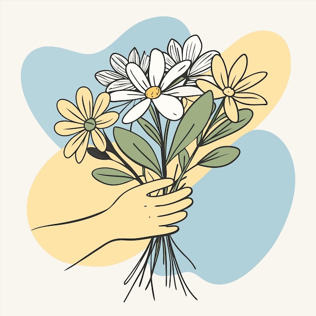 a hand holding a bouquet of flowers that says quot daisies quot