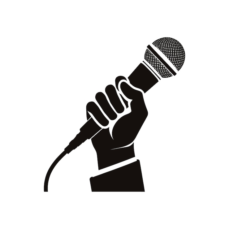 a hand holding a microphone vector illustration