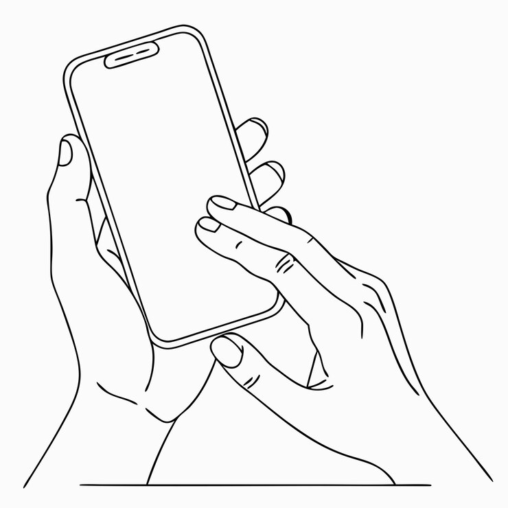 A hands holding smartphone continuous line art illustration vector illustration 12