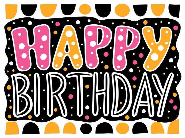 a happy birthday card with polka dots and polka dots on it