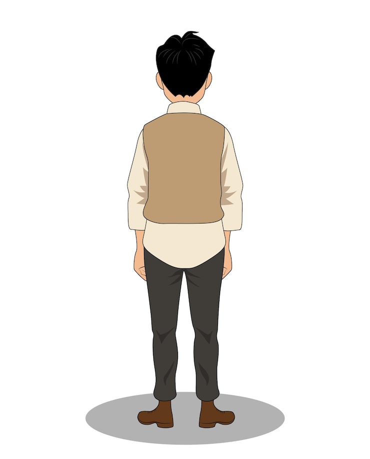 Vector a indian man back pose cartoon character design for cartoon stories
