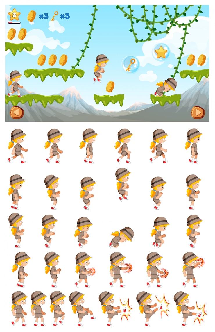 Vector a jungle jumping game template
