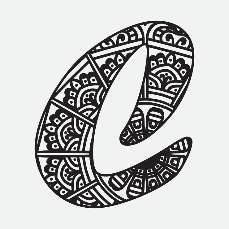 Vector a letter c with a pattern in the middle