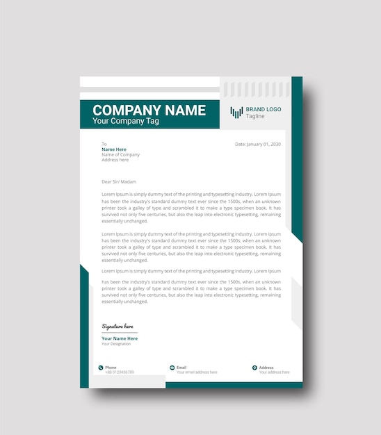 A letter is printed in green and white.