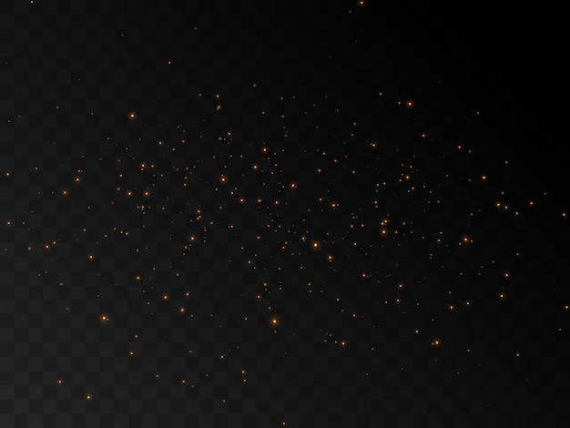 A light effect with a lot of shiny glare particles falling from top to bottom on a dark background