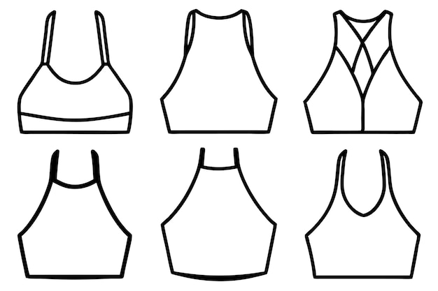 a line of black and white images with a tank top and a tank top