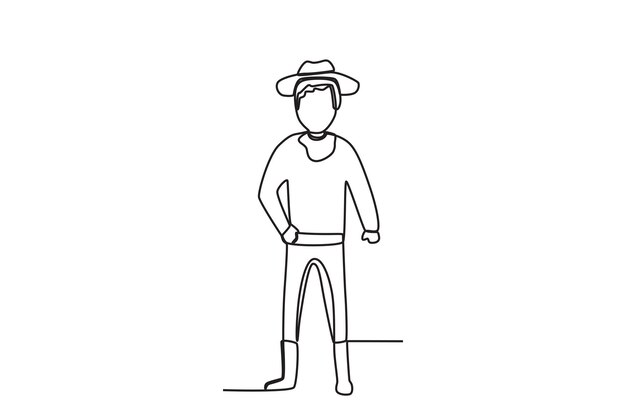 A little cowboy stood up gallantly Cowboy oneline drawing