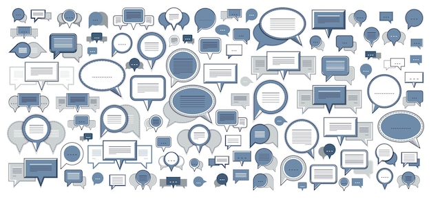 A lot of diversity speech bubbles vector set different dialog signs geometric flat style big set