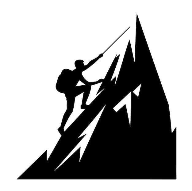 A man climbing mountain Mountain climb icon Hiking icon symbol Mountain climb illustration