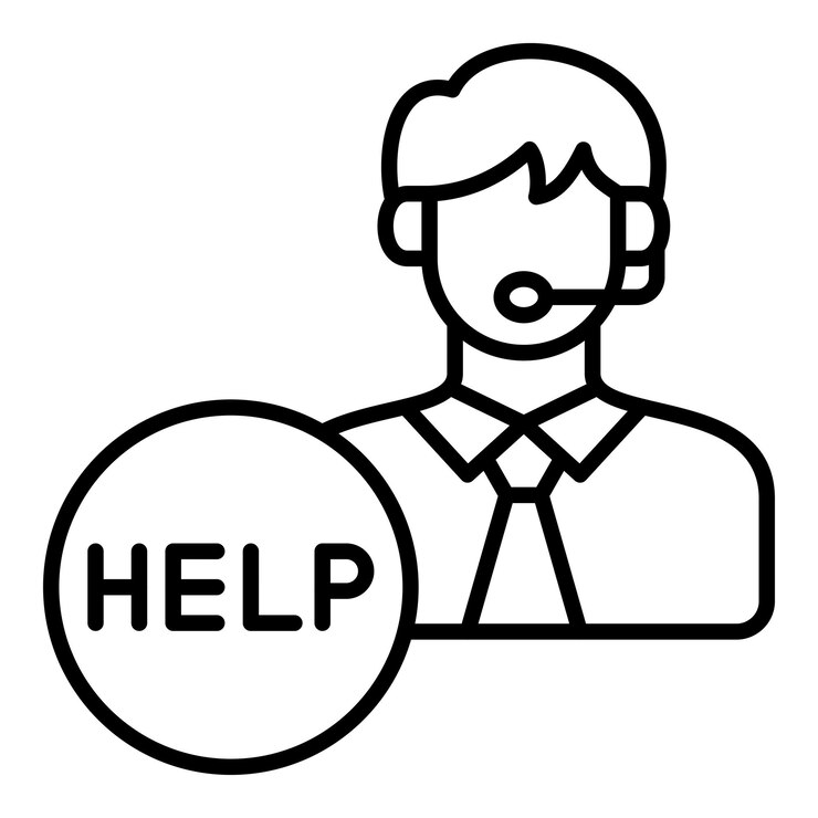 Vector a man in a suit with a microphone on his head and the word help
