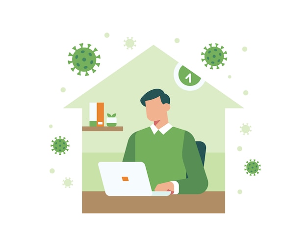 a man is working from home to avoid a coronavirus