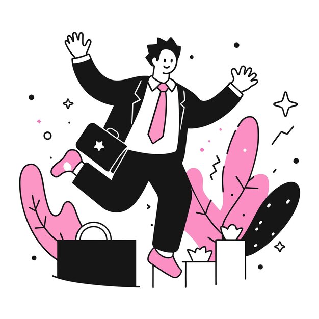 a man jumping in the air business illustration