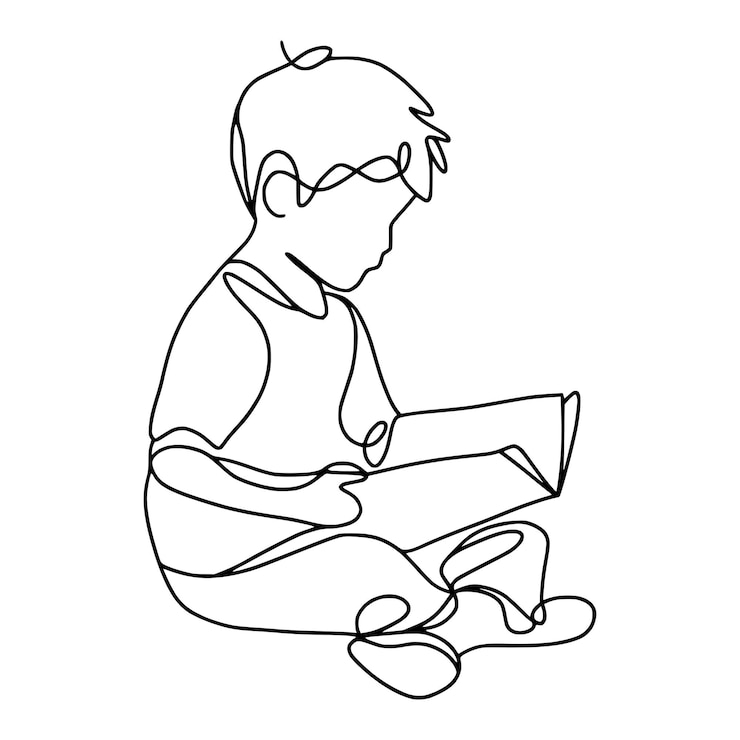 A Man Read a Book Outline Art Read a Book Vector Art