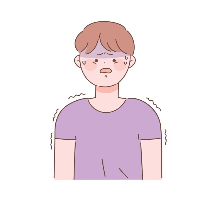 Vector a man with a fearful expression