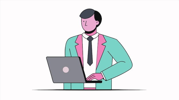 a man with a laptop that has a man on it