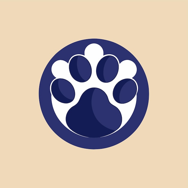 a minimalist logo featuring a blue and white paw print on a tan background craft a minimalist logo highlighting a single pet paw in a clean and uncomplicated design