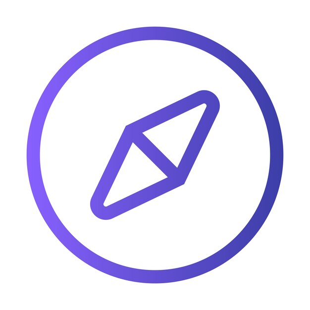 A modern compass icon designed in purple hues to represent navigation and exploration