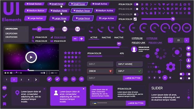 A modern UI kit featuring a collection of buttons icons navigation menus and responsive design