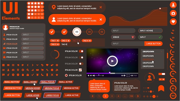a modern ui kit featuring a collection of buttons icons navigation menus and responsive design
