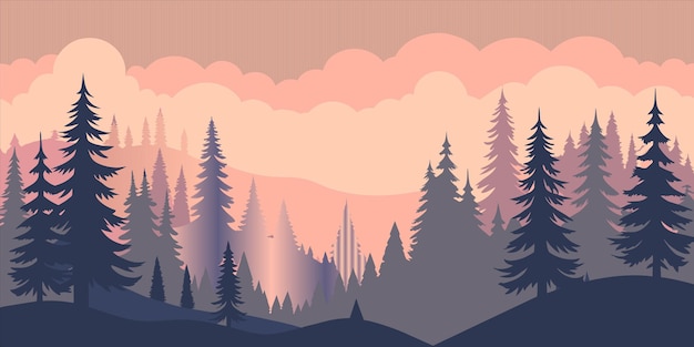 a mountain landscape with trees and mountains in the background