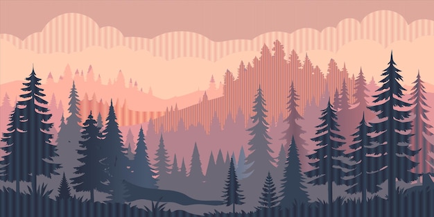 a mountain landscape with trees and mountains in the background