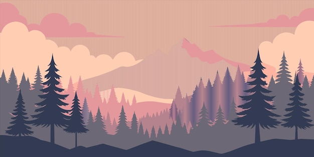 a mountain range with pine trees in the foreground